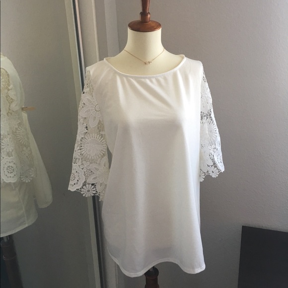 Astrid White Lace Sleeve Top - Picture 4 of 6